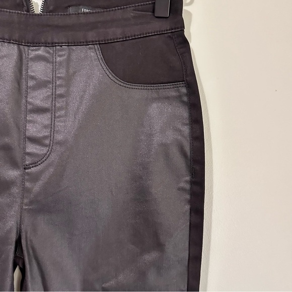Forever 21 Faux Leather Flat Front Panel Rear Zipper Pants Mixed Medium - Picture 3 of 6
